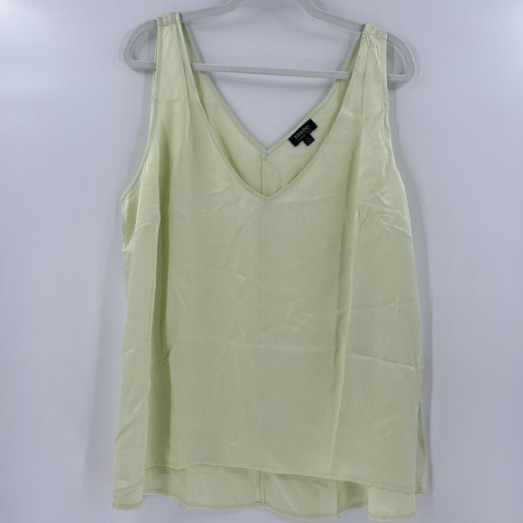 Maree Pour TOI Womens Double V Neck Silk Tank Light Green Size 18 - Picture 2 of 8